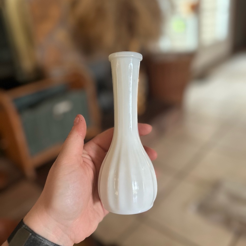 White Milk Glass Small Bud Vase - Home Accents
